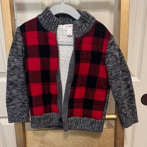 Cat & Jack Red and Black Plaid Kids Sweater